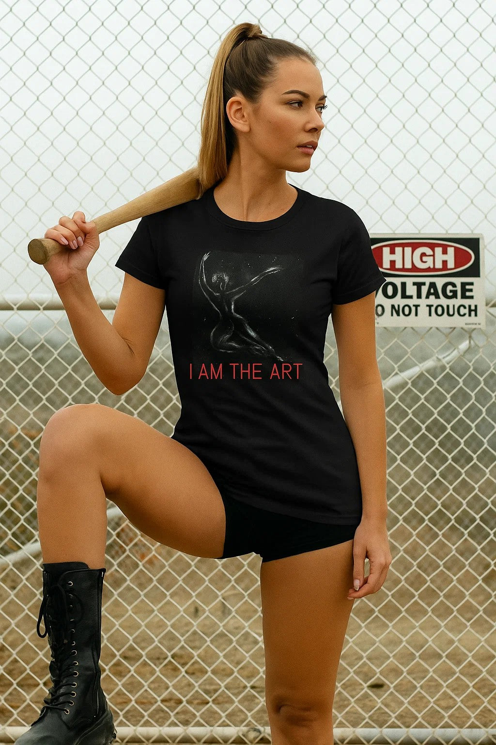 I AM THE ART – Women's Black Cotton Tee